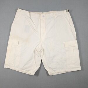 Military Issue White Cargo Shorts‎ Mens XL 39-43 Waist 100% Cotton
